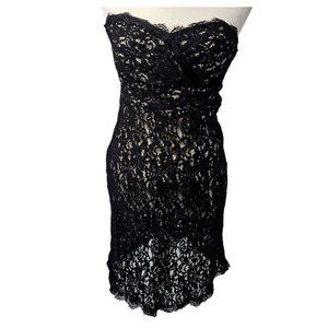 Black Lace Dress White House Black Market A-Line Cocktail Dress Sweetheart WHBM